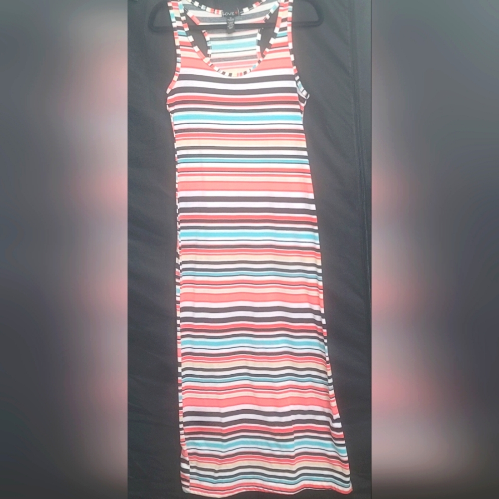 LOVE 53" Striped Racerback Tank Dress
